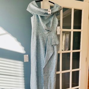 Teri Jon by Rickie Freeman Off-The Shoulder Jacquard Gown, Size 10